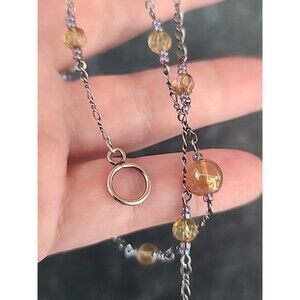 925 Sterling Silver Glass Station Toggle Closure Necklace Vintage